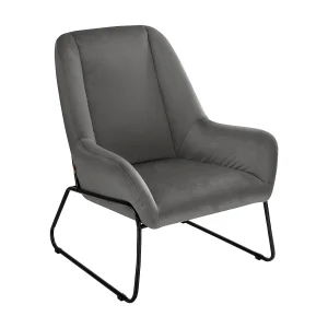 Casero | Fauteuil in fluweel zwart grijs