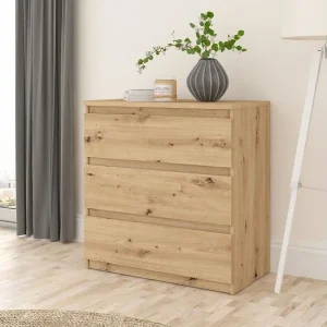 CHELSEA ladekast met 3 laden – 77,2 x 42 x 79,9 cm – ambachtelijk eikenhout CHELSEA ladekast met 3 laden – 77,2 x 42 x 79,9 cm – ambachtelijk eikenhout