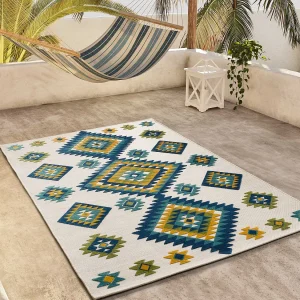 Buitentapijt – etnisch met reliëf – veelkleurig – 80×150 cm – MILA