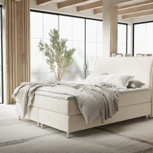 Boxspringbed met hoofdeinde van fluweelstof – Chermin – matras en dekmatras – 160×200 cm – creme Boxspringbed met hoofdeinde van fluweelstof – Chermin – matras en dekmatras – 160×200 cm – creme