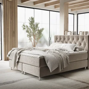 Boxspringbed met hoofdeinde van fluweelstof – Excelsior – matras en dekmatras – 160×200 cm – taupe Boxspringbed met hoofdeinde van fluweelstof – Excelsior – matras en dekmatras – 160×200 cm – taupe