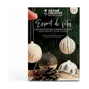 DIY-doos met 4 keramische kerstballen DIY-doos met 4 keramische kerstballen