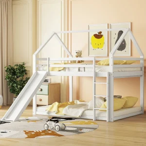 Bunkbedden Cabine 2 x 140 x 200 cm – Trappen en schuif – Pin en MDF – Wit Bunkbedden Cabine 2 x 140 x 200 cm – Trappen en schuif – Pin en MDF – Wit