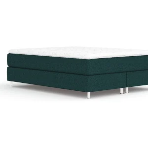 Boxspringbed met hoofdeinde van geweven stof – Sub – matras en dekmatras – 200×200 cm – groen
