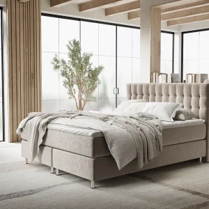 Boxspringbed met hoofdeinde van fluweelstof – Sorrento – matras en dekmatras – 160×200 cm – taupe Boxspringbed met hoofdeinde van fluweelstof – Sorrento – matras en dekmatras – 160×200 cm – taupe