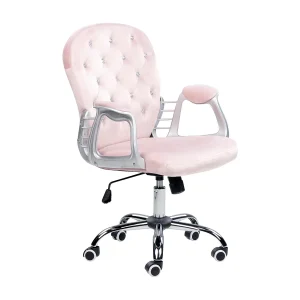 Bureaustoel Draaibaar PRINCESS Fluweel Pastelroze Bureaustoel Draaibaar PRINCESS Fluweel Pastelroze