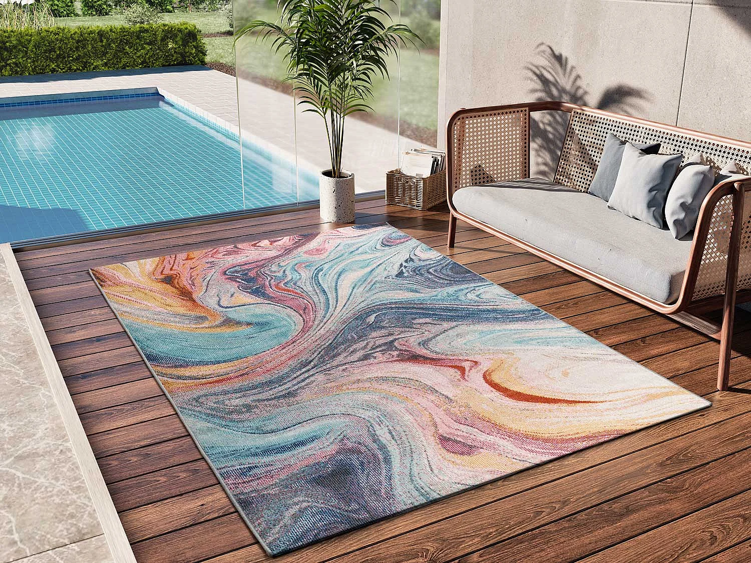 Buitentapijt - abstract - veelkleurig - 120x170 cm - SAMARA