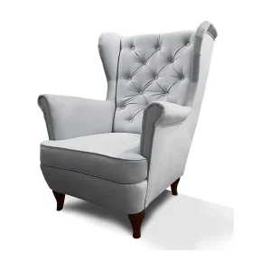 CHESTERFIELD-STOEL Falco lichtgrijs met houten poten