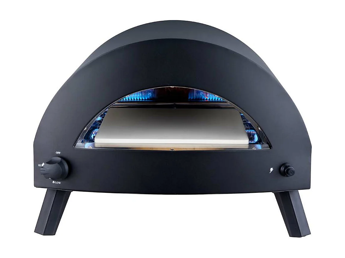 Bukom pizza oven til gas zwart.