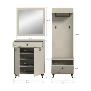 Complete inkomhalset LUNA – Mat Beige – 215x190x35 cm – 6 vakken, 5 planken Complete inkomhalset LUNA – Mat Beige – 215x190x35 cm – 6 vakken, 5 planken