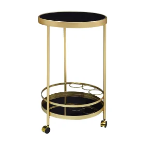 design trolley goud rond Ø 45cm 2 niveaus | Bijzettafel design trolley goud rond Ø 45cm 2 niveaus | Bijzettafel