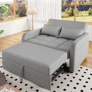 Conversiebank 127x75x94 cm – Verstelbare rugleuning – Met 2 kussens – Donkergrijs Conversiebank 127x75x94 cm – Verstelbare rugleuning – Met 2 kussens – Donkergrijs