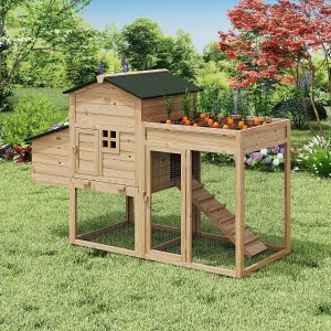 Kippenhok met omheining en moestuin – 4 kippen – H109 cm – Naturel – CAMPORA Kippenhok met omheining en moestuin – 4 kippen – H109 cm – Naturel – CAMPORA
