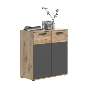 Buffet 2 deuren – Antracietgrijs en licht eiken – SELMA Buffet 2 deuren – Antracietgrijs en licht eiken – SELMA