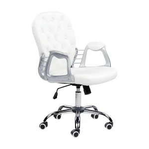 Bureaustoel Draaibaar PRINCESS Kunstleer Wit Bureaustoel Draaibaar PRINCESS Kunstleer Wit