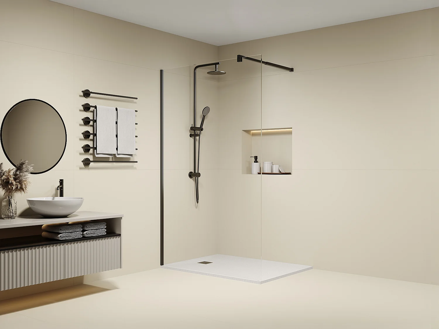 Douchewand in Italiaanse stijl in mat zwart - Glas van 8 mm - 120 x 200 cm - DAREN