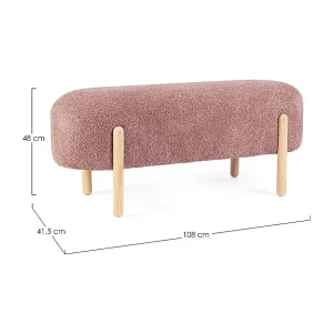 Donkerroze bank van stof met bouclé-effect, poten van rubberhout – DAYLA Donkerroze bank van stof met bouclé-effect, poten van rubberhout – DAYLA