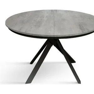 Cementgrijze ronde tafel, antraciet metalen poten 120-170cm – PANTELLERIA