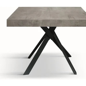 Cementgrijze houten tafel, antraciet metalen poten 95×90-145x90cm – FORTE DEI MARMI