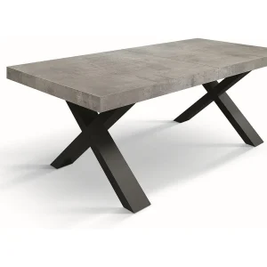Cementgrijze houten tafel, antraciet poten, ext.180×90-260x90cm – AMALFI