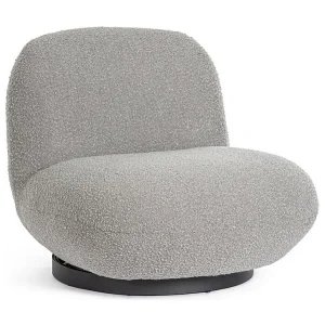 Draaibare fauteuil in grijze bouclé-effect stof – MARGOT