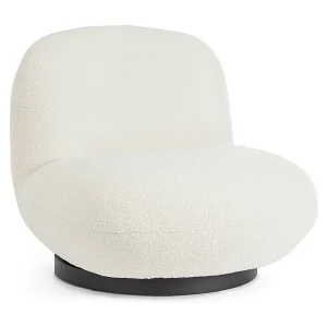 Draaibare fauteuil in witte bouclé-effect stof – MARGOT