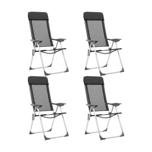 Campingstoelen inklapbaar aluminium zwart 4 st Campingstoelen inklapbaar aluminium zwart 4 st