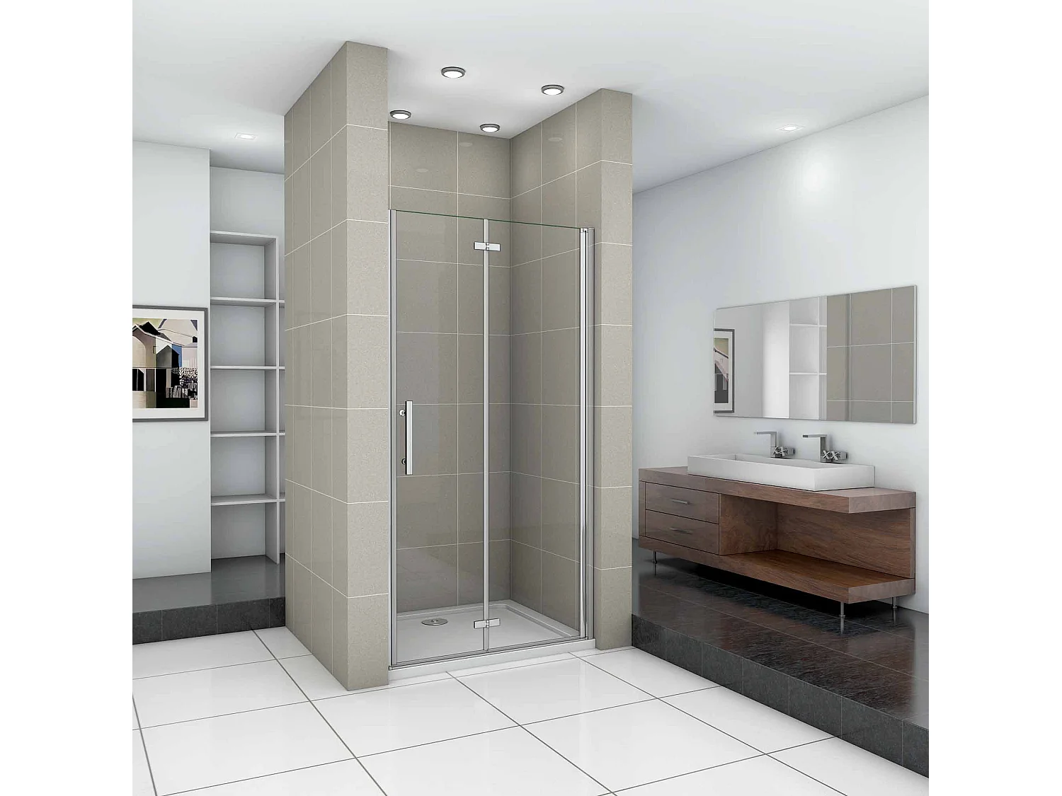 Douchedeur vouwdeur,80x195cm niche douchedeur,6mm Helder Veiligheidsglas Easyclean,profiel van glanzend chroom