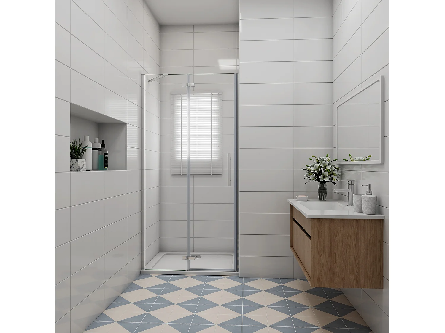 Douchedeur draaideur 100x185 cm,6 mm NANO EasyClean veiligheidsglas, profiel van glanzend chroom,met Stabilisatiestang