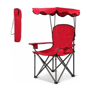 Campingstoel met rugventilatie en zonnedak, visstoel met bekerhouder,klapstoel,vouwstoel 120 kg belastbaar, visstoel,strand, camping (rood)AB5862 Campingstoel met rugventilatie en zonnedak, visstoel met bekerhouder,klapstoel,vouwstoel 120 kg belastbaar, visstoel,strand, camping (rood)AB5862
