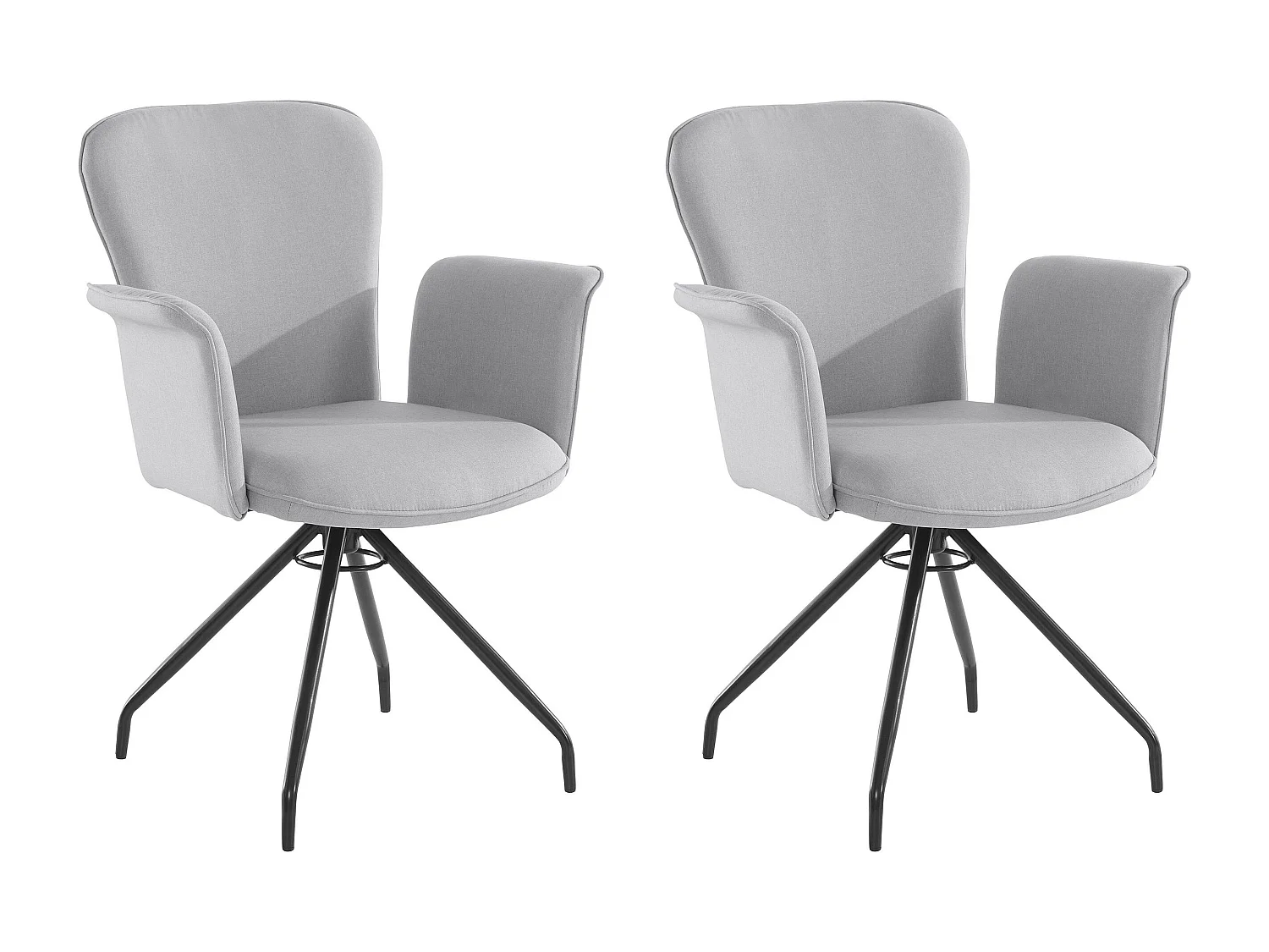 Carla | Fauteuil in lichtgrijze stof, 2 stuks