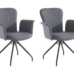 Carla | Fauteuil in antraciet stof, 2 stuks Carla | Fauteuil in antraciet stof, 2 stuks