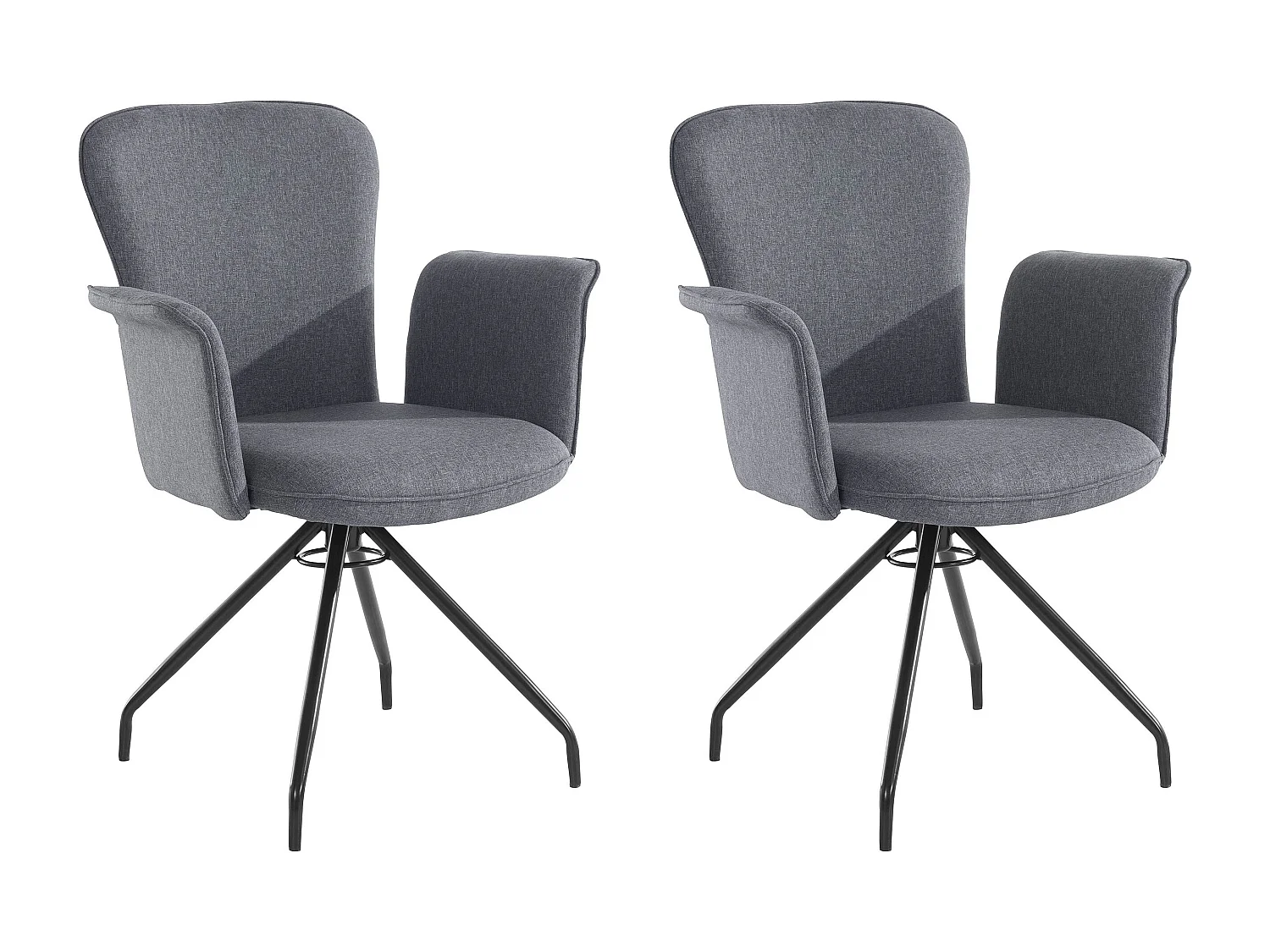 Carla | Fauteuil in antraciet stof, 2 stuks