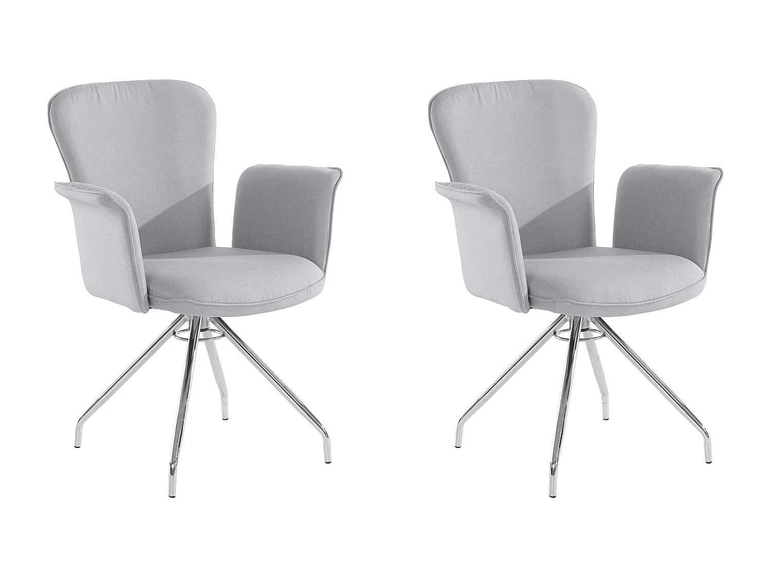 Carla | Fauteuil in lichtgrijze stof, 2 stuks