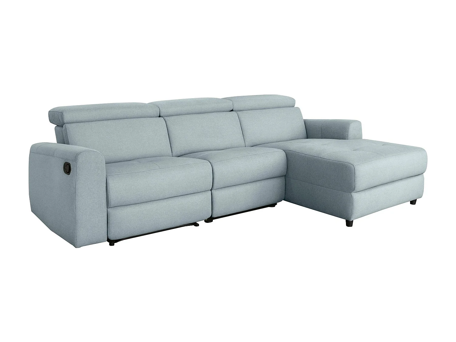 Capena | Chaise Lounge Sofa 3 zits rechts in ijsblauwe stof