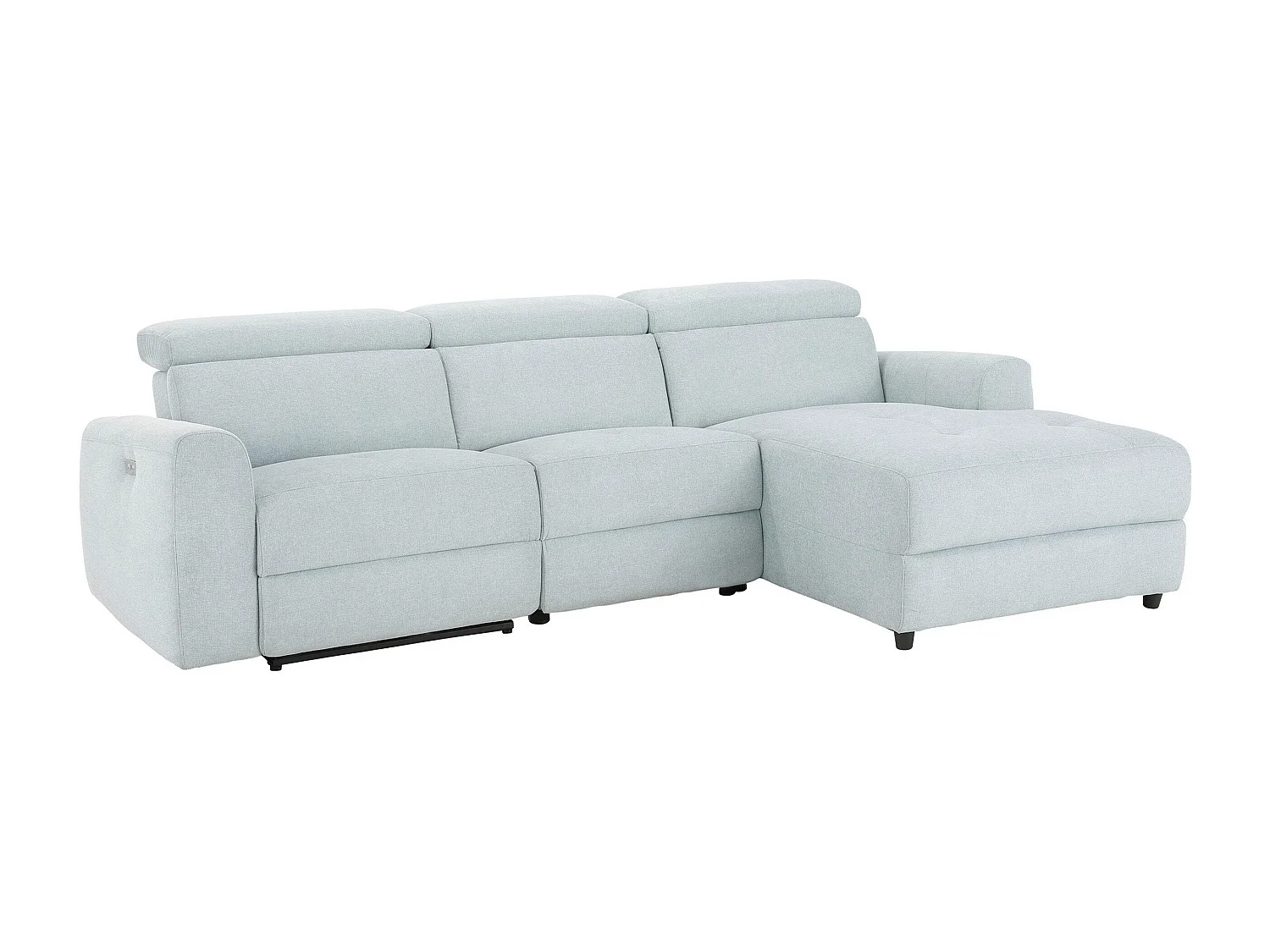Capena | Chaise Lounge Sofa 3 zits rechts met elektrische functie in ijsblauwe stof