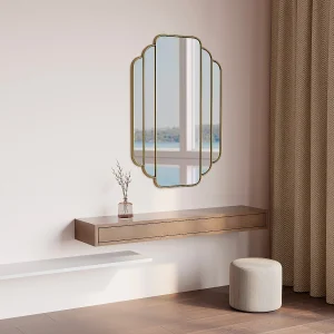 Goudkleurige antieke art-decospiegel. L70 x H150 cm. DALVIA