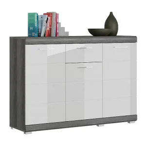 Buffet SCOTT – 3 deuren en 1 lade – Donkergrijs en wit – 120x85x37 cm Buffet SCOTT – 3 deuren en 1 lade – Donkergrijs en wit – 120x85x37 cm