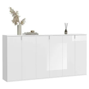 Buffet BODITE – 6 deuren – Hoogglans wit – Grote opbergkast