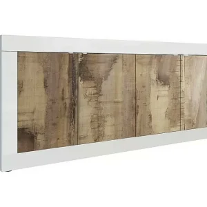 Buffet met 4 deuren, collectie CISA, in wit en licht eiken kleur, ideaal voor een moderne woonkamer of eetkamer. Buffet met 4 deuren, collectie CISA, in wit en licht eiken kleur, ideaal voor een moderne woonkamer of eetkamer.