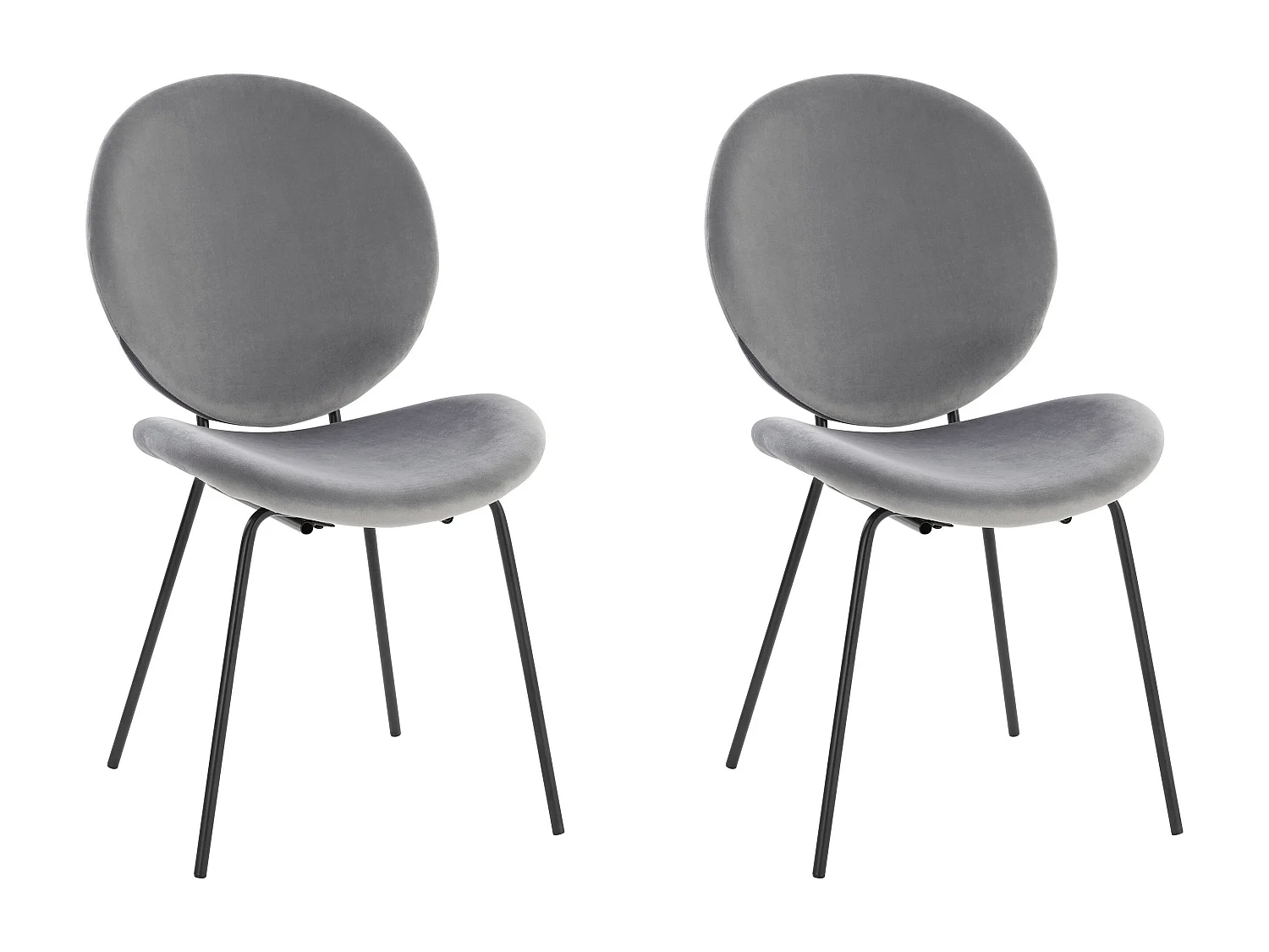 Clive | Stoel in grijs velours / zwart, 2-pak