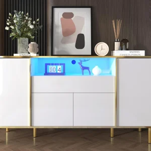 Buffet 150x40x80 cm – met 1 lade – met 4 deuren – wit Buffet 150x40x80 cm – met 1 lade – met 4 deuren – wit