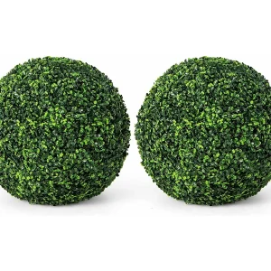 Buxusballen, 2 stuks, 48 cm, buxusbal, uv-bestendig,vormsnoeren, kunstplant, decoratieve plant, boekbal, kunstplant, decoratieve bolplanten voor huis,(donkergroen)