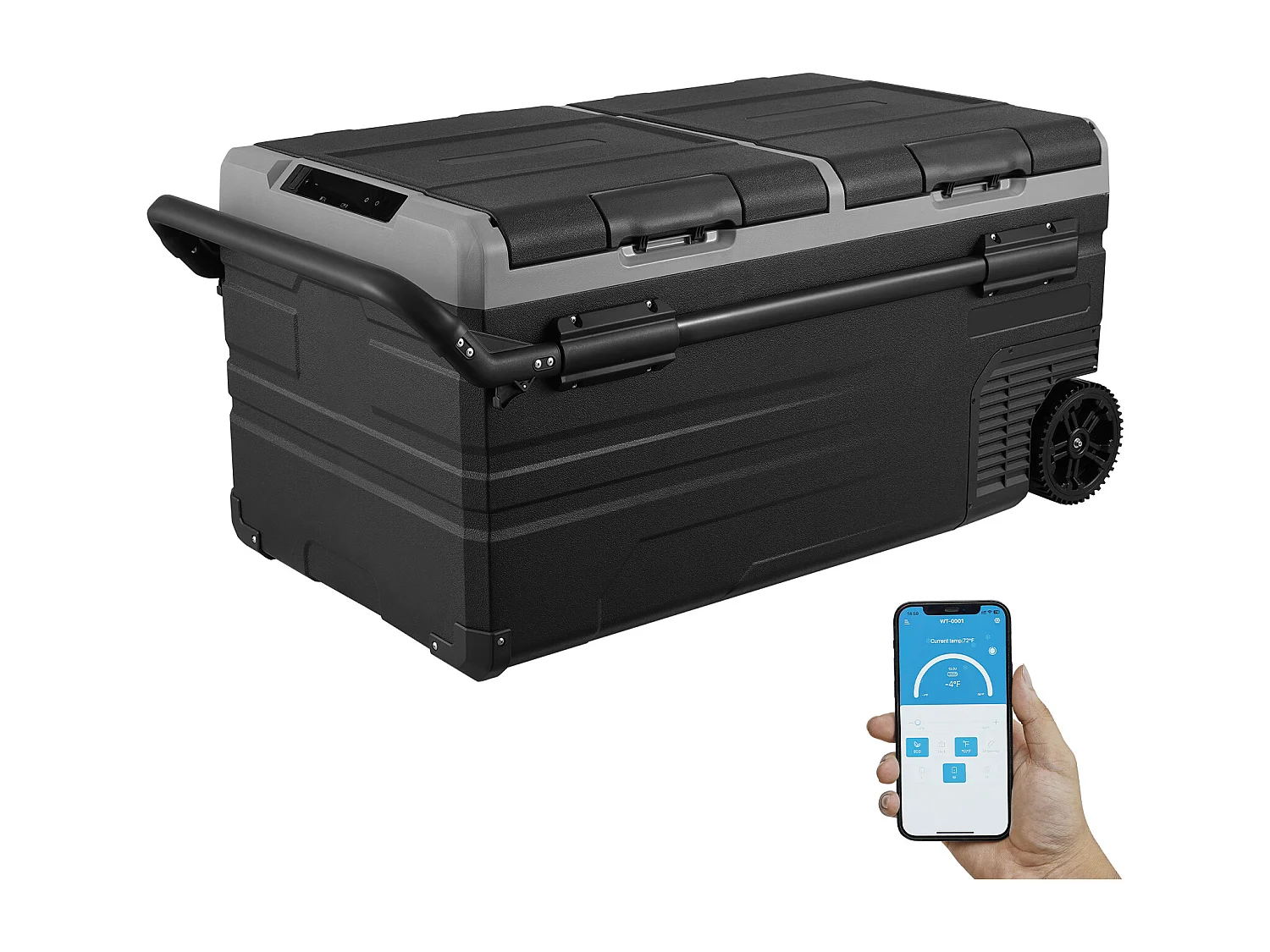 draagbare Autokoelkast SucceBuy met Compressor 95L Dubbele Zone voor Auto en Thuis