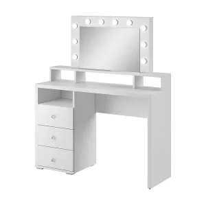 Design kaptafel met ingebouwde verlichting uit de collectie VERSAILLES, kleur wit met glanzende afwerkingen Design kaptafel met ingebouwde verlichting uit de collectie VERSAILLES, kleur wit met glanzende afwerkingen