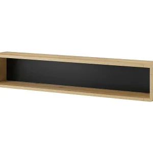 Design rek 150cm collectie VILLA. Kleur eiken en zwart.