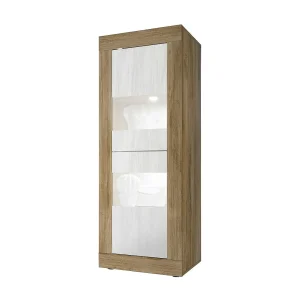 Vitrine design met 2 deuren collectie ACCESS. Kleur wit en donker eiken