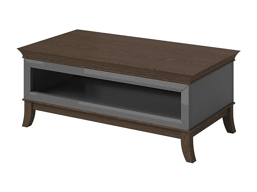 Chique rechthoekige salontafel uit de PALACE collectie Kleuren grijs en donker eiken