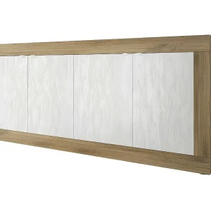 Buffet 4 deuren collectie ACCESS. Kleur wit en donker eiken