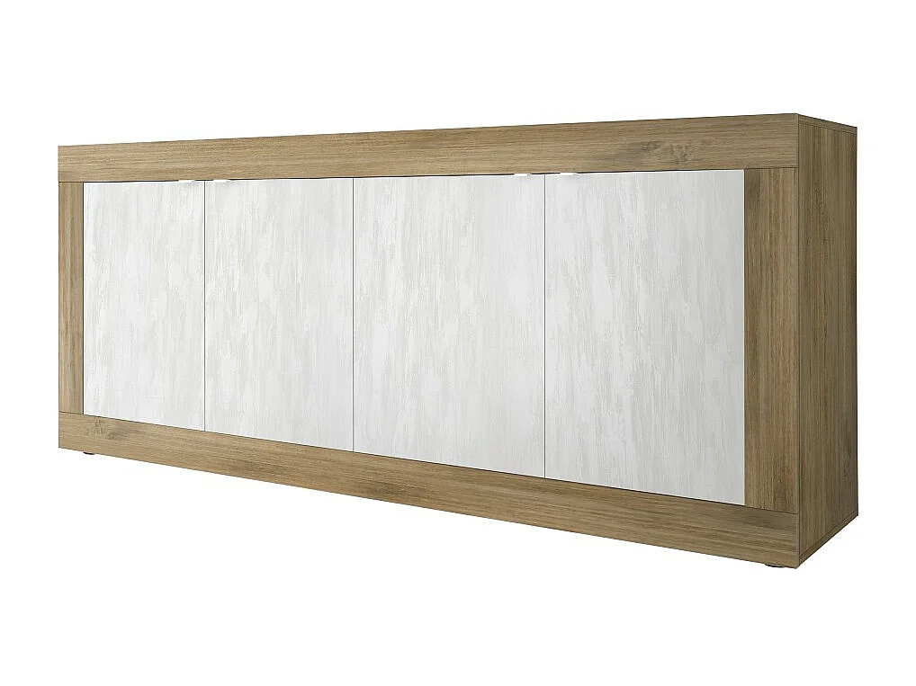 Buffet 4 deuren collectie ACCESS. Kleur wit en donker eiken